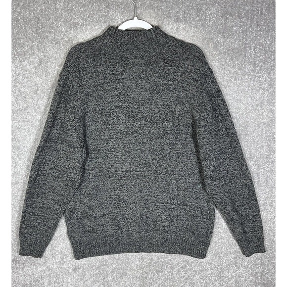 Old Navy Wool Blend Mock Neck Knit Pullover Sweater Mens Size XXL Gray Ribbed - Picture 2 of 7